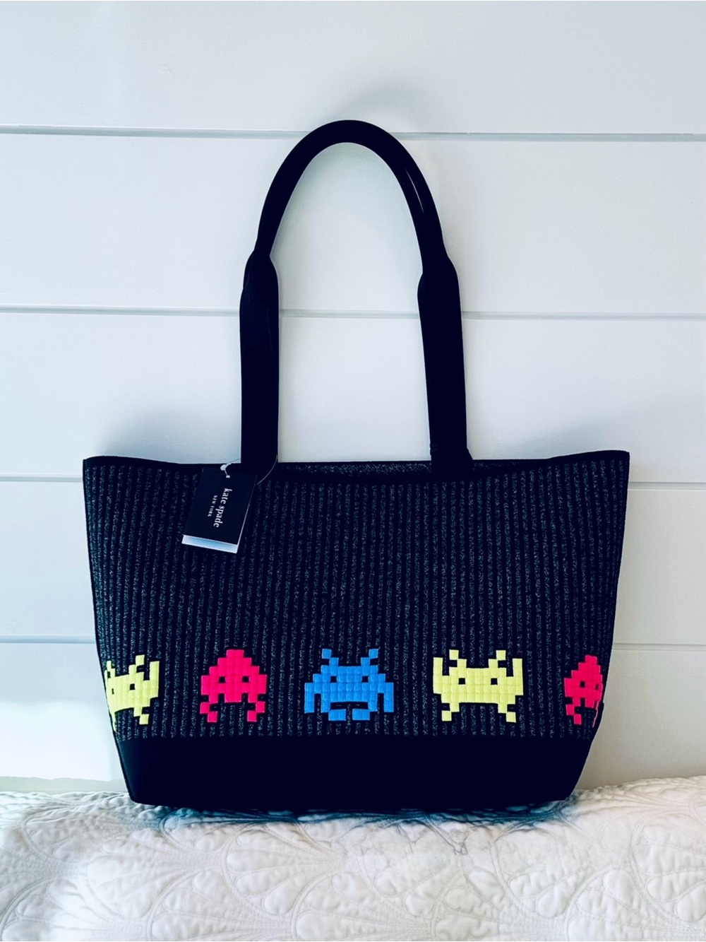 Kate Spade x Space Invaders tote playful retro archade nostalgia collectible NWT - Picture 3 of 10